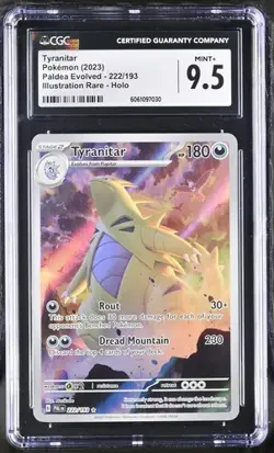 2023 Pokemon Paldea Evolved Tyranitar 222/193 Illustration Rare Holo CGC 9.5 - Image 1