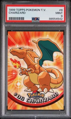 1999 Topps Pokemon TV Charizard #6 PSA 9 MINT - Image 1