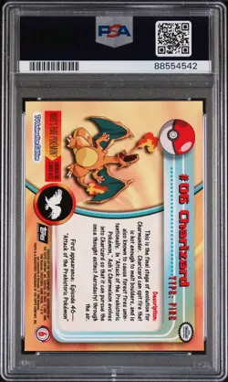 1999 Topps Pokemon TV Charizard #6 PSA 9 MINT - Image 2