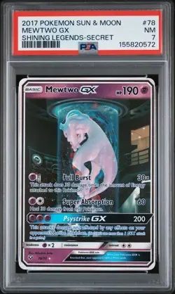 2017 POKEMON SUN & MOON SHINING LEGENDS SECRET #78 MEWTWO GX PSA 7 - Image 1