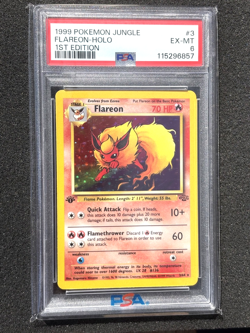 PSA 6 Jungle Flareon Holo 1st Edition 1999 Pokemon #3 EX-MT 1999 WOTC - Image 1