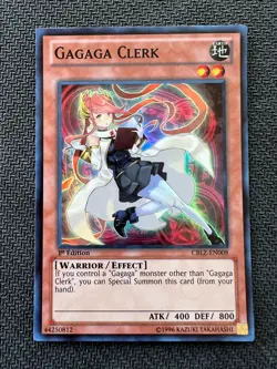 Yugioh Gagaga Clerk 1st Edition Super Rare CBLZ-EN008 NM - Image 1