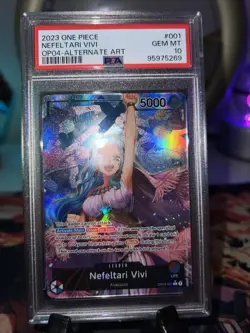 👊OP04 - Kingdom Of Intrigue - Nefeltari Vivi Alt Art Leader PSA 10 - OP04-001 - Image 1