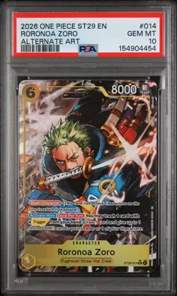 2026 ONE PIECE STARTER DECK ST29-EGGHEAD 014 RORONOA ZORO ALTERNATE ART - PSA 10 - Image 1