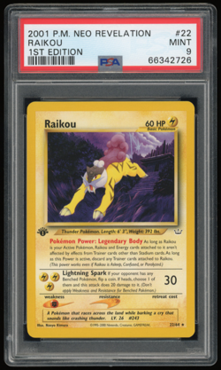 2001 POKEMON NEO REVELATION 1ST EDITION 22/64 RAIKOU PSA 9 ***LOW POP 204*** - Image 1