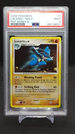 Lucario Holo 2008 Pokemon POP Series 8 #2 PSA 9 Mint - Image 1