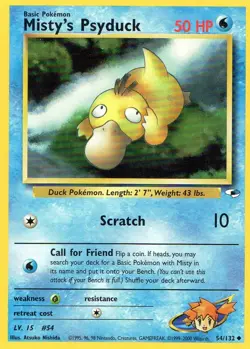 Pokemon Misty's Psyduck Card 54/132 Gym Heroes Unlimited Edition - Image 1