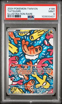 2024 POKEMON TWM EN-TWILIGHT MASQUERADE ILLUSTRATION RARE #186 TATSUGIRI PSA 9 - Image 1