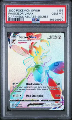 Pokemon Darkness Ablaze Scizor Vmax Rainbow Secret 193/189 PSA 10 GEM MINT - Image 1