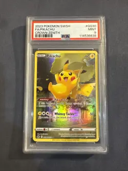 2023 POKEMON SWORD AND SHIELD CROWN ZENITH #GG30 FULL ART/PIKACHU PSA 9 - Image 1