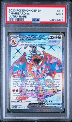 2023 POKEMON OBF EN-OBSIDIAN FLAMES ULTRA RARE #215 CHARIZARD EX PSA 9 - Image 1