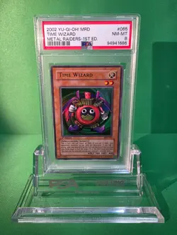 2002 YU-GI-OH! METAL RAIDERS TIME WIZARD MRD-065 1ST EDITION ULTRA RARE PSA 8 - Image 1