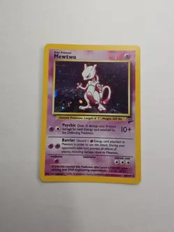 SWIRL MARK! Vintage Mewtwo Holo Pokemon card from the 1999 Base Set 10/130 - Image 1