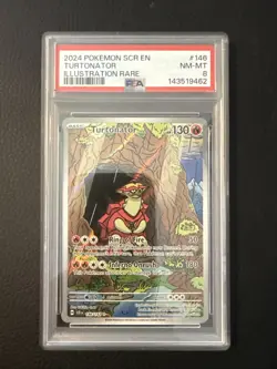 Pokemon TCG Turtonator Stellar Crown Illustration Rare Card 146/142 PSA 8 NM-MT - Image 1