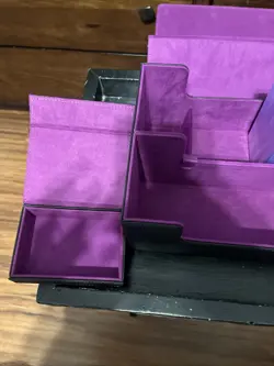 Magnetic Card Deck Box Purple Fabric Stitch CCG TCG DND Football Cards Sleeves - Image 2