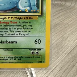 Pokemon Venusaur Base Set Holo Rare 15/102 Wizards English 1999 Trading Card - Image 4