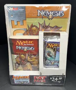 MTG NEMESIS FAT PACK FACTORY SEALED VINTAGE 6 PACKS 2 PROMOS + BOOK NOVEL - Image 1