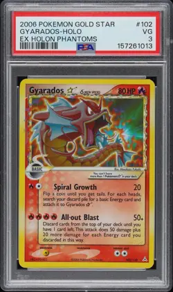 PSA 3 VERY GOOD - Gyarados Gold Star #102 - 2006 Pokemon EX Holon Phantoms - Image 1