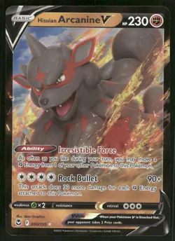 Hisuian Arcanine V Silver Tempest Full Art Ultra Rare Pokemon Card 090/195 (NM) - Image 1