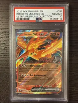 Team Rocket’s Moltres EX 031/182 Stamped 2025 Pokemon UPC Destined Rivals PSA 10 - Image 1