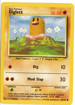 Diglett 47/102 Base Set Pokemon Card - Image 1