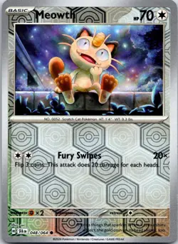 Meowth 048/064 Common Shrouded Fable Pokemon Reverse Holo Lightly Played - Image 1