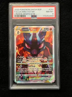 2023 POKEMON SWSH BLACK STAR PROMO #291 FULL ART/LUCARIO VSTAR PSA 8 - Image 1