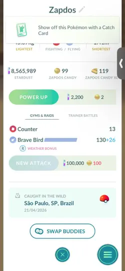 Pokemon Go Shiny Legendary Galerian Zapdos - Image 2