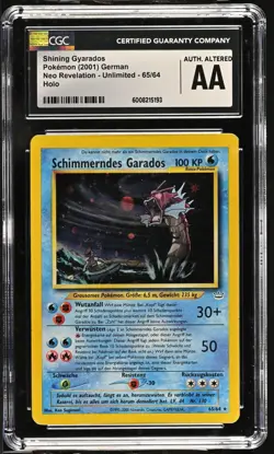 CGC Auth. ALTERED GERMAN Shining Gyarados 2001 Neo Revelation 65/64 Holo Pokemon - Image 1