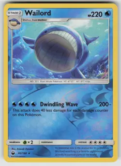 Wailord 40/168 Rare Celestial Storm Pokemon Reverse Holo Near Mint - Image 1