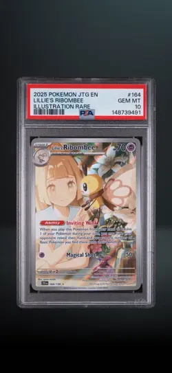 Pokemon TCG Lillie's Ribombee 164/159 Sv09 Journey Together PSA 10 IR Holo - Image 1