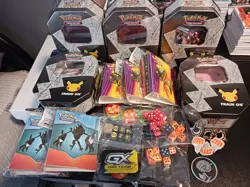 Pokemon TCG Accessories Lot Mini Binders, Metal Pins, Empty Tins, Dice + More! - Image 1