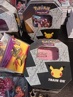Pokemon TCG Accessories Lot Mini Binders, Metal Pins, Empty Tins, Dice + More! - Image 2