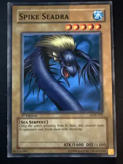 YuGiOh Spike Seadra LOB-103 1st Edition Common Legend of Blue Eyes Vintage LP - Image 1