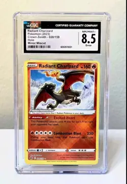 Radiant Charizard ERROR - Miscut Crown Zenith 020/159 Holo CGC 8.5 Pokemon Card - Image 1