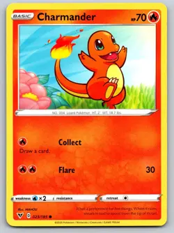 Charmander 023/185 Common Vivid Voltage Pokemon Near Mint - Image 1