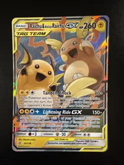 Raichu & Alolan Raichu GX 54/236 Pokemon Unified Minds Sun Moon Rare Pokemon - Image 1