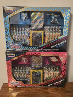 2x - Crown Zenith Shiny Zamazenta & Zacian Premium Figure Collection Box Pokemon - Image 1