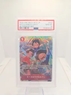 One Piece TCG Ace, Sabo & Luffy Alt Art Japanese OP13-007 Carrying on His Will - Image 1
