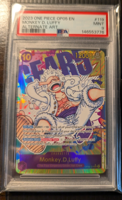 2023 ONE PIECE OP05 AWAKENING OF THE NEW ERA GEAR 5 #119 MONKEY D. LUFFY PSA 9 - Image 1