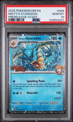 Misty's Gyarados STAFF Promo PSA 10 049/182 Destined Rivals Pokemon Card - Image 1
