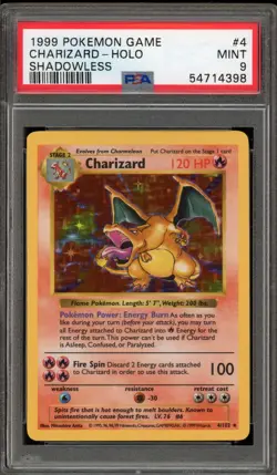 Pokemon Charizard Base Set Shadowless Holo Rare #4 PSA 9 Mint - Image 1
