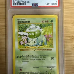 1999 Pokemon Base Set Bulbasaur 44/102 Shadowless PSA 7 Near Mint - Image 2