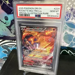 2025 POKEMON DRI EN-DESTINED RIVALS #229 TEAM ROCKET'S MOLTRES EX PSA 10 - Image 4
