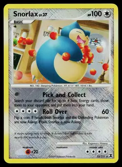 Pokemon Card - Snorlax League Promo Rising Rivals Crosshatch 33/111 Reverse Holo - Image 1