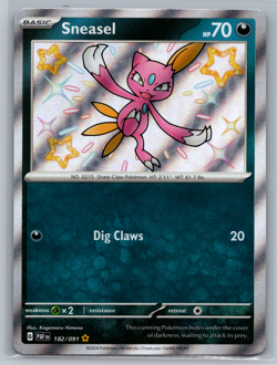 Sneasel - 182/091 - Pokemon Paldean Fates Shiny Rare Card NM - Image 1