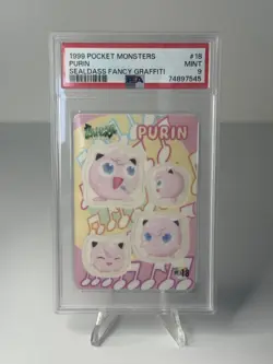1999 Pocket Monsters Jigglypuff Sealdass Fancy Graffiti #18 PSA 9 - Image 1