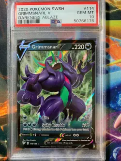 POKEMON 2020 DARKNESS ABLAZE GRIMMSNARL V #114 PSA GEM MINT 10 - Image 1