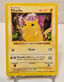 Pikachu 58/102 Common Shadowless Base Set Pokemon 1784 - Image 1