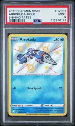2021 POKEMON SWORD & SHIELD SHINING FATES #SV031 ARROKUDA-HOLO PSA 9 - Image 1
